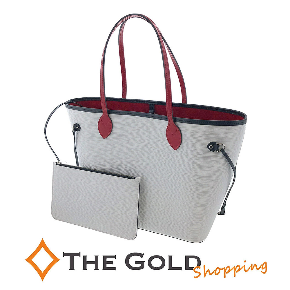 Louis Vuitton Neverfull Epi Optique Tote Bag Leather Blanc White Red